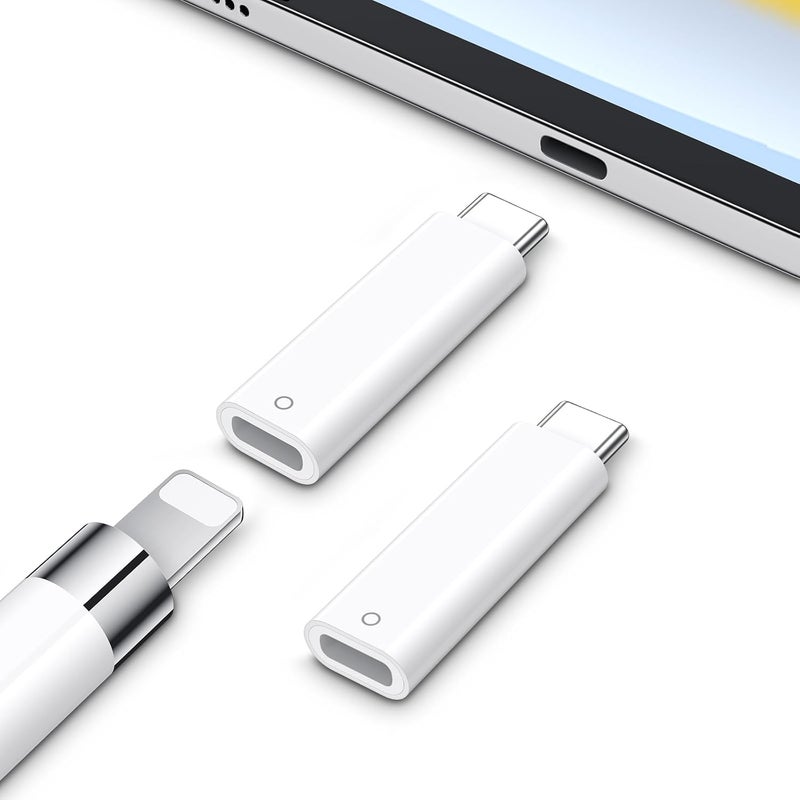 ASKUBSKU محول قلم USB C لجهاز Apple Pencil الجيل الأول، محول شاحن USB-C إلى Lightning متوافق مع iPad الجيل العاشر، موصل Dongle iPencil من نوع C لجهاز iPad 10 إلى iPencil 1، 2 قطع - Image 1